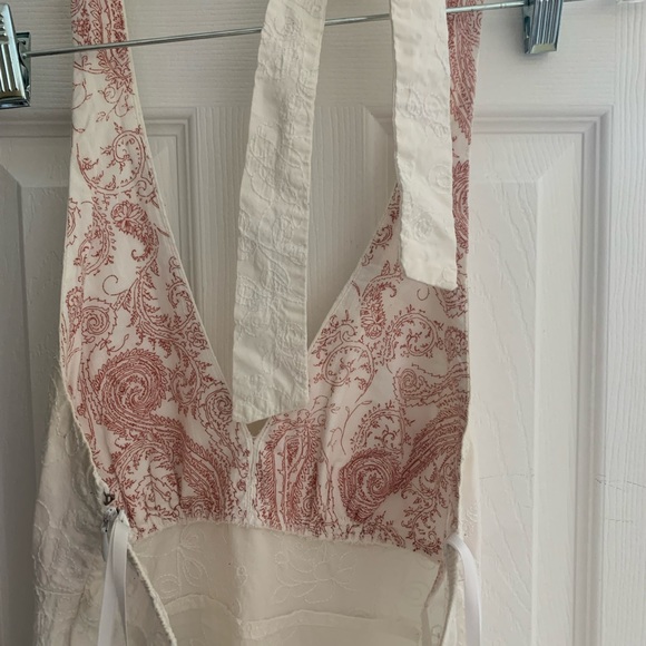 Anthropologie halter dress with all-over embroidery and hidden red embellishment - Picture 4 of 11